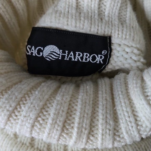 Sag Harbor Women Crewneck Sweater - White, Tan, and Black - Picture 5 of 5